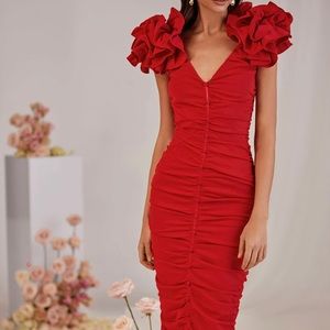 Alamour The Label Red Midi Dress NWT